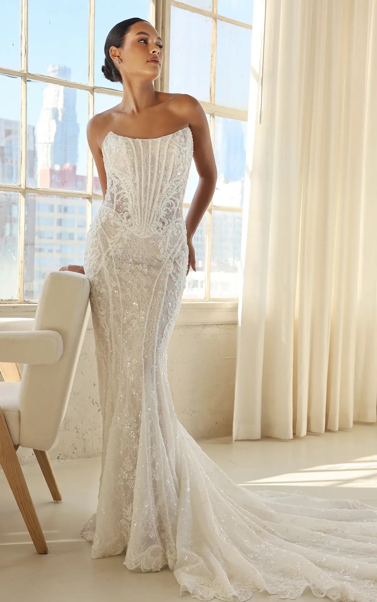 Model wearing Martina Liana Luxe wedding gown