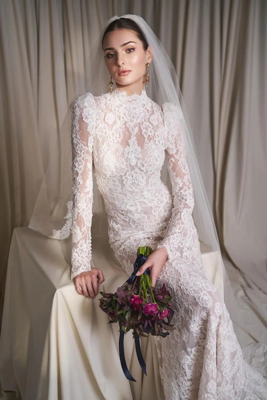 Model wearing Watters wedding gown