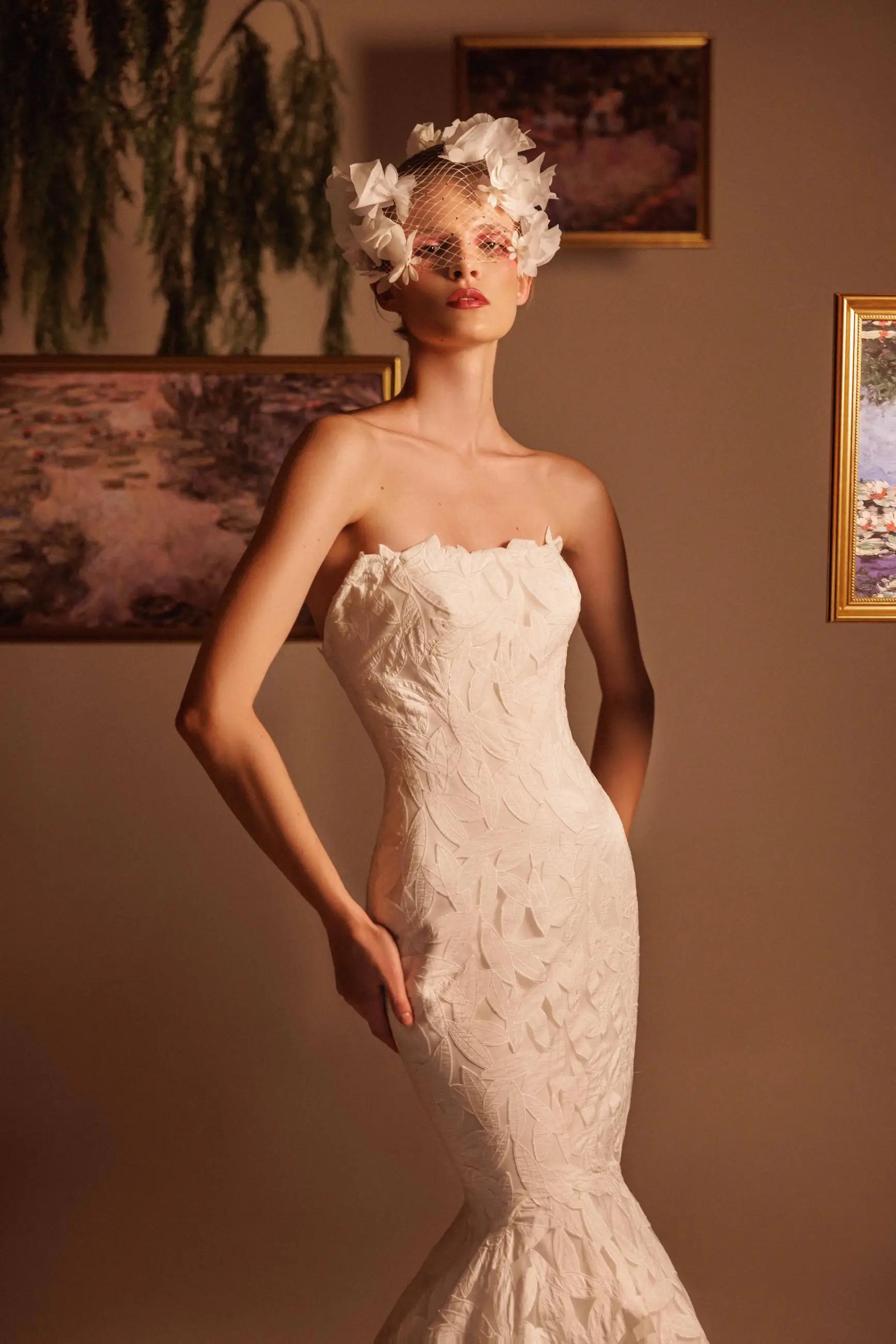 Model wearing Gemy Maalouf wedding gown