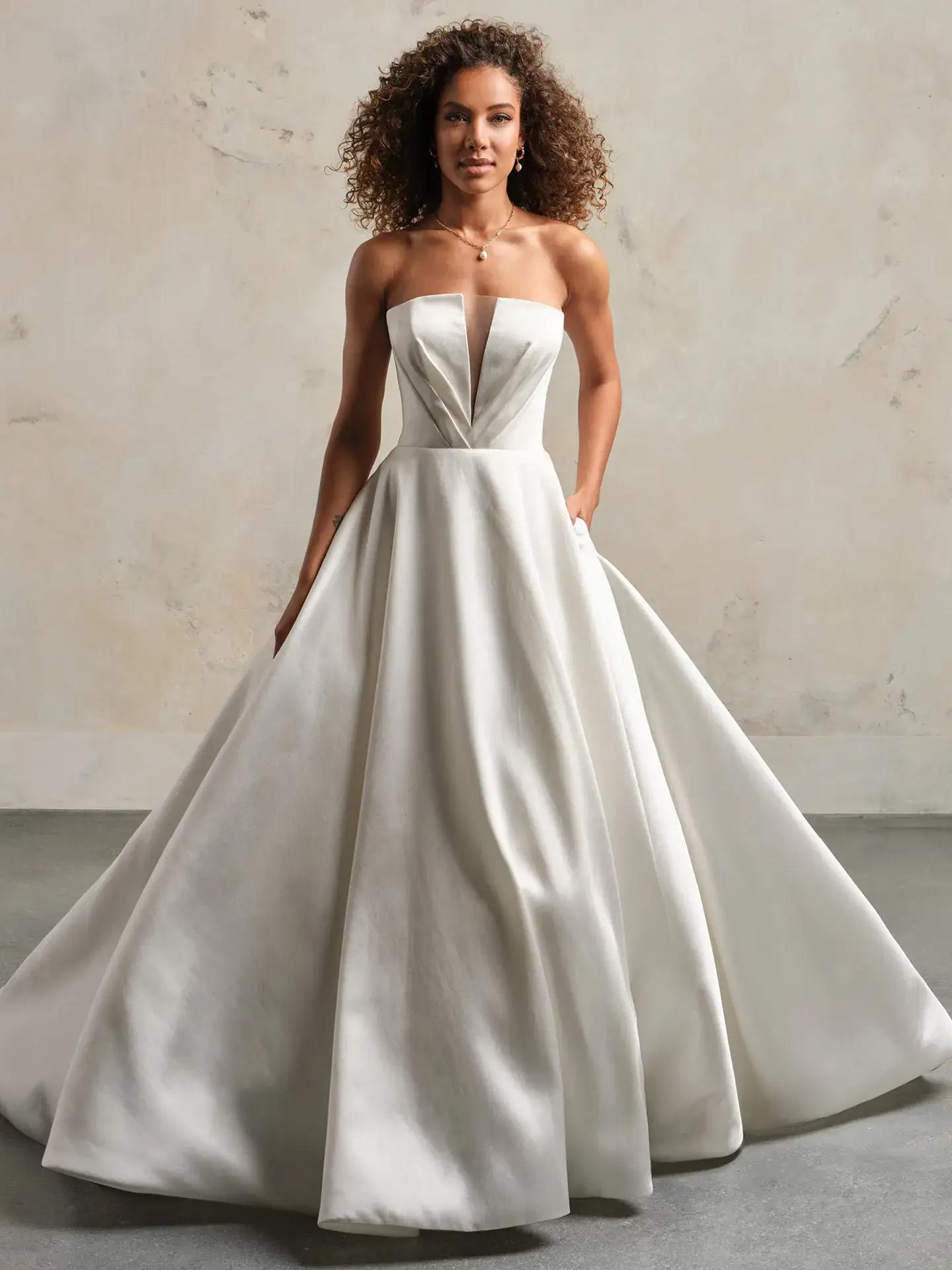 Model wearing Maggie Sottero wedding gown