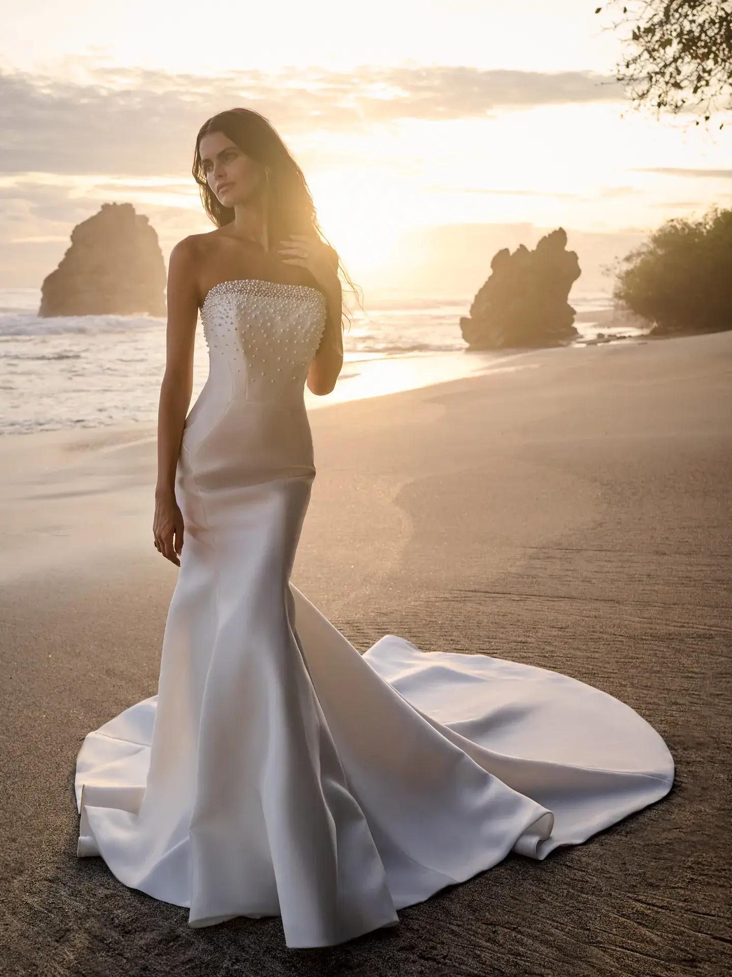 Model wearing Sottero and Midgley wedding gown